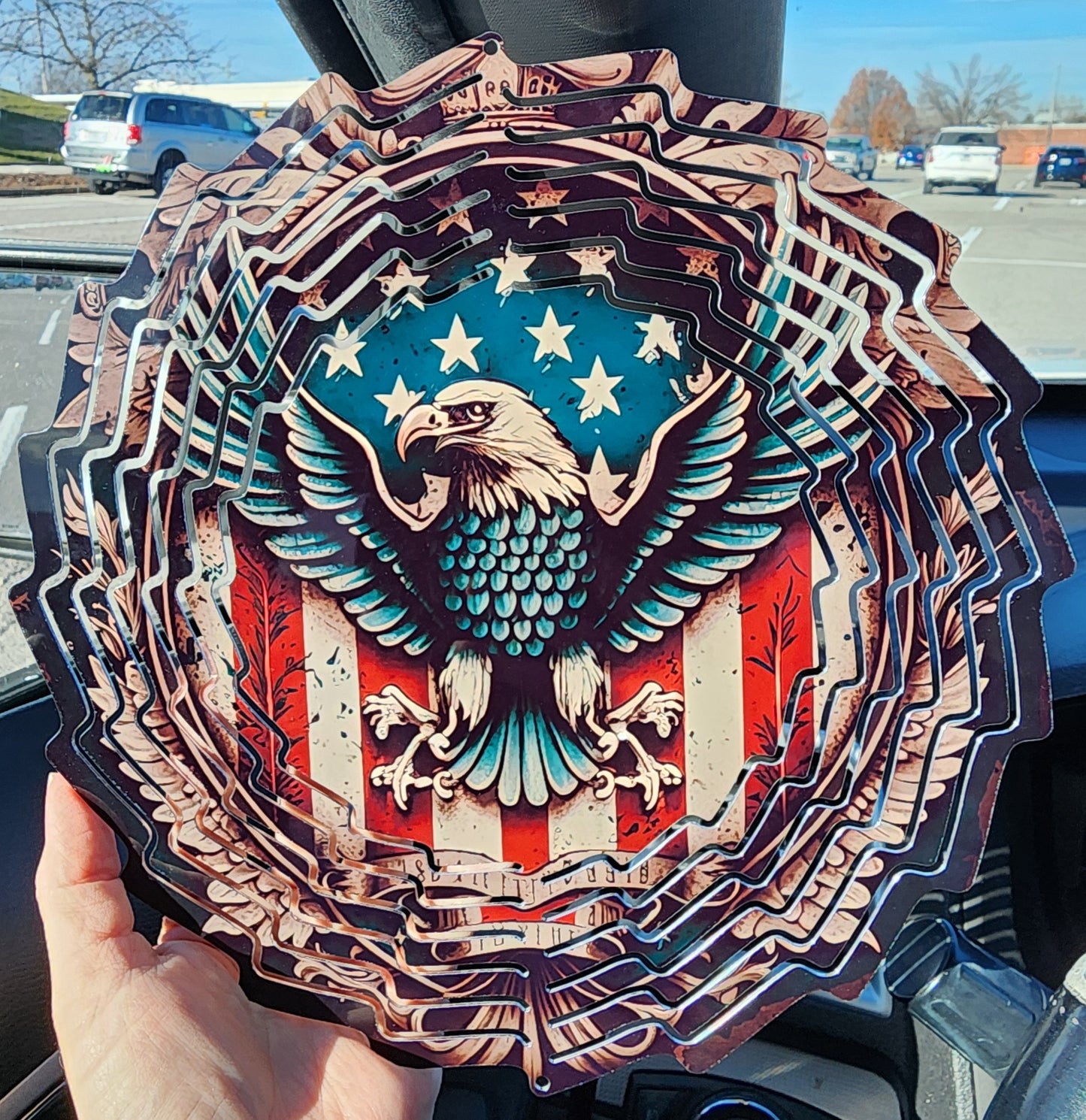 Wind Spinner Eagle with Flag