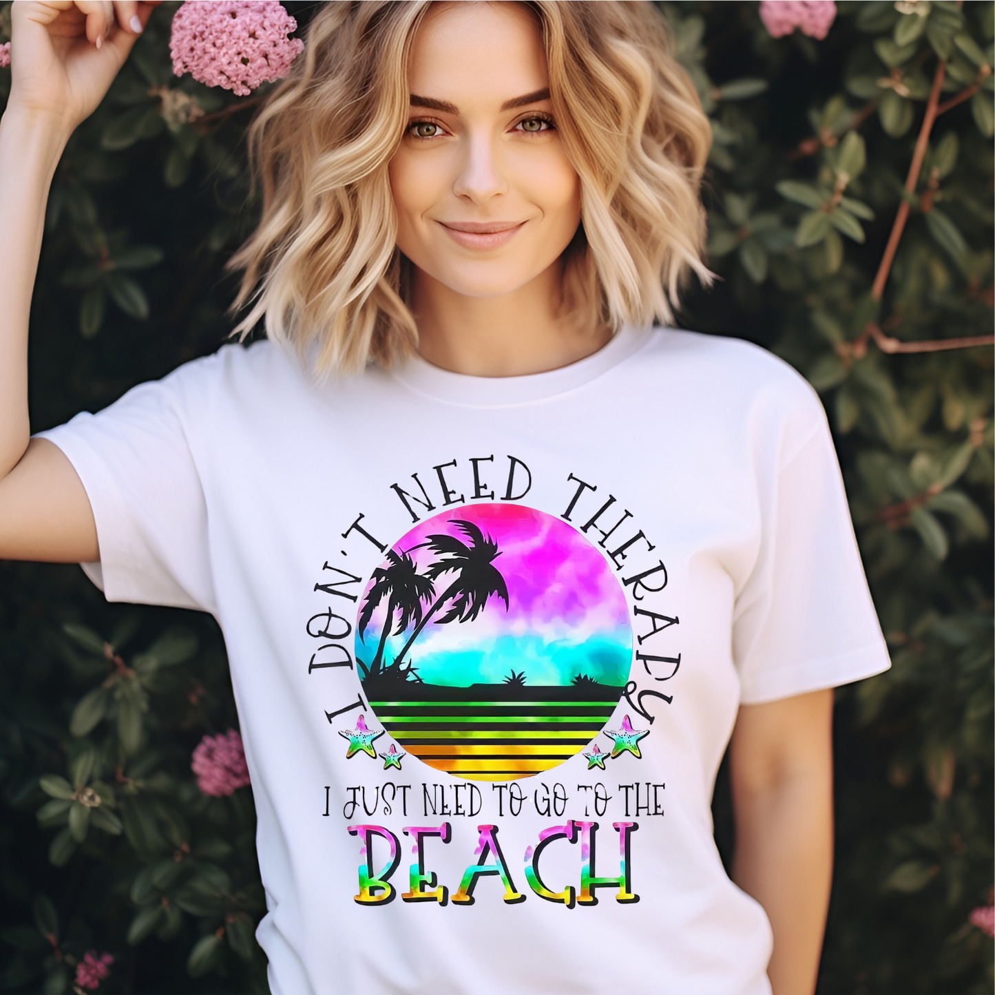 I don't need therapy. I just need to go to the beach. Short sleeve sublimation T-shirt
