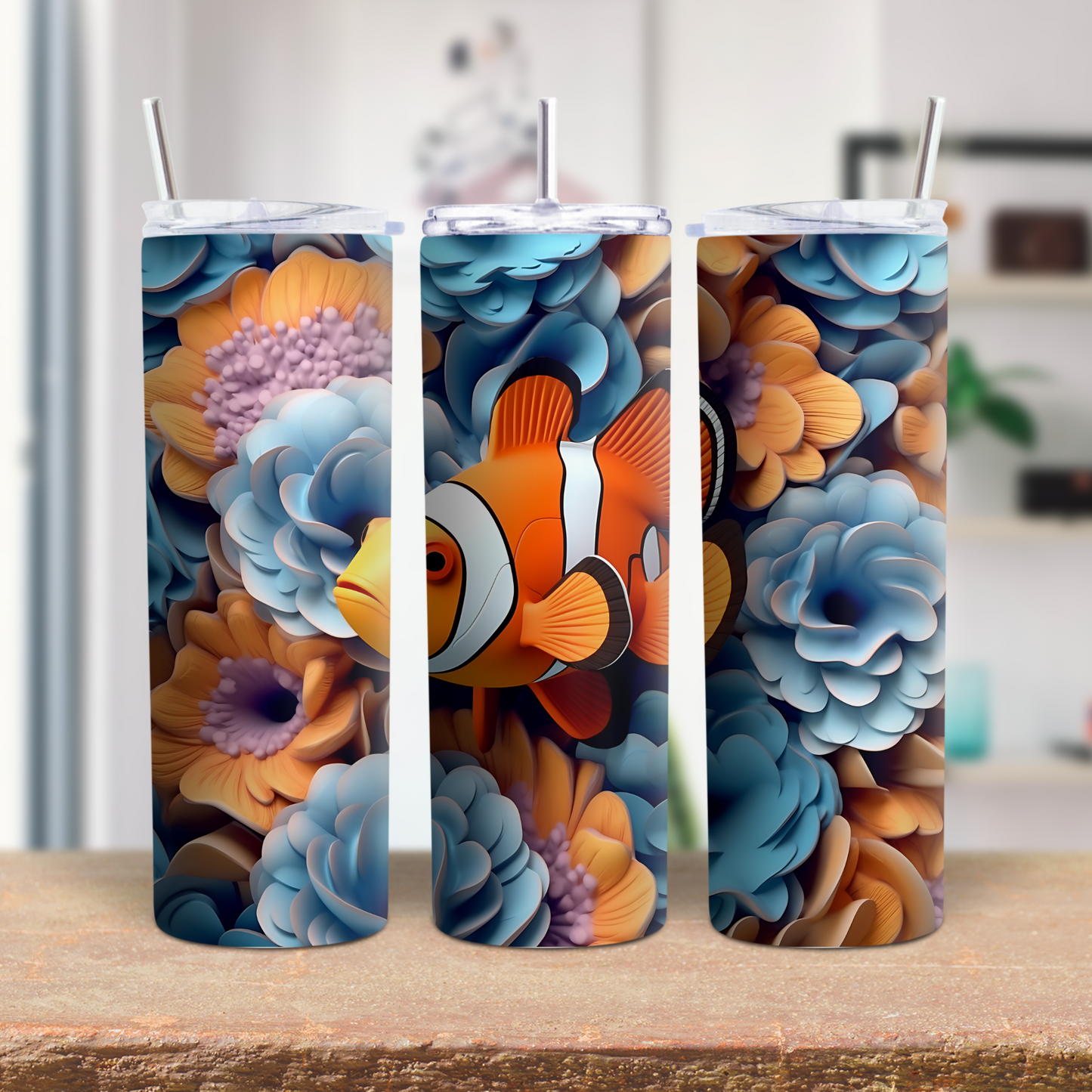 20 oz Stainless steel tumbler Flotel with clownfish