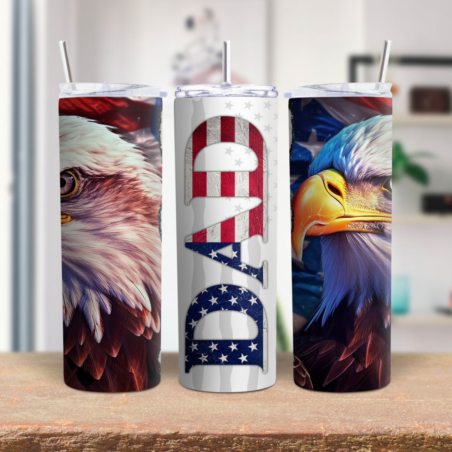 20 oz Stainless steel tumbler DAD with eagle