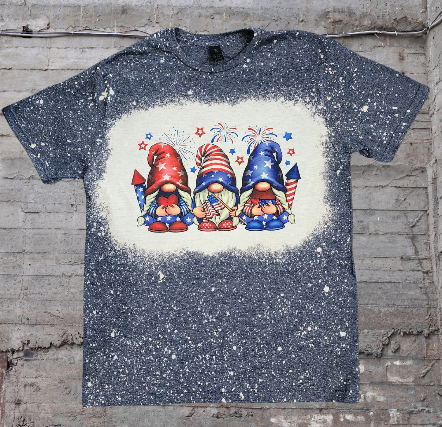 Bleached T-shirt Gnome Fourth of July