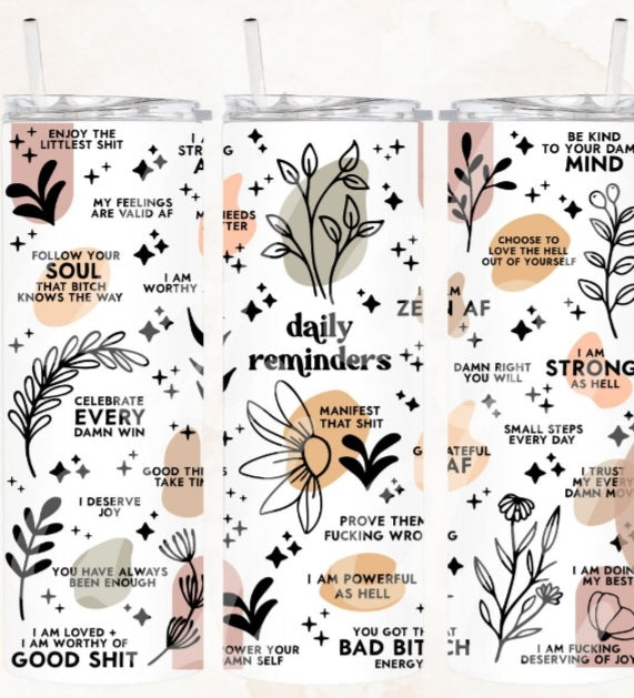 20 oz Boho Affirmations Stainless steel tumbler