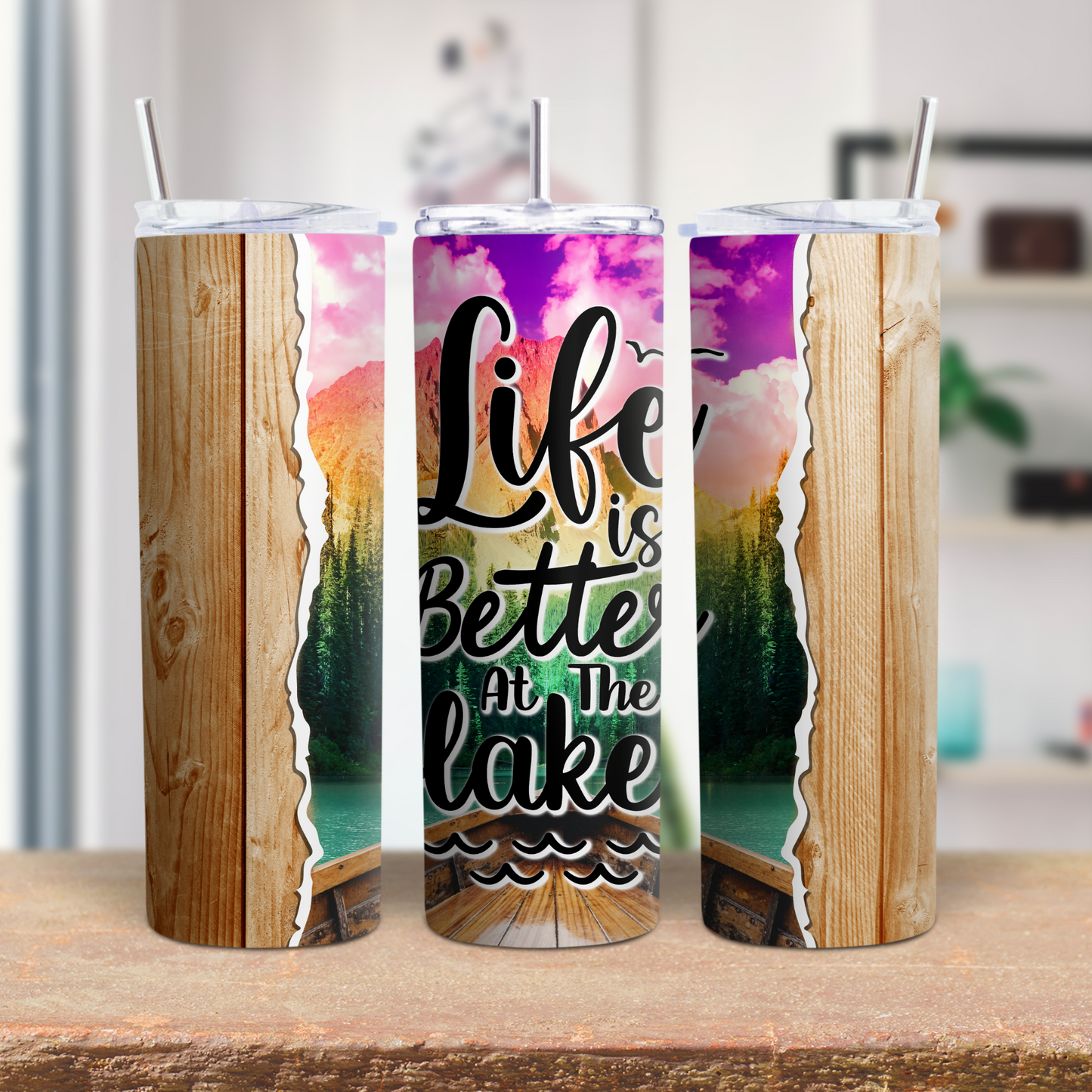 20 oz Stainless steel tumbler Life is better at the lake