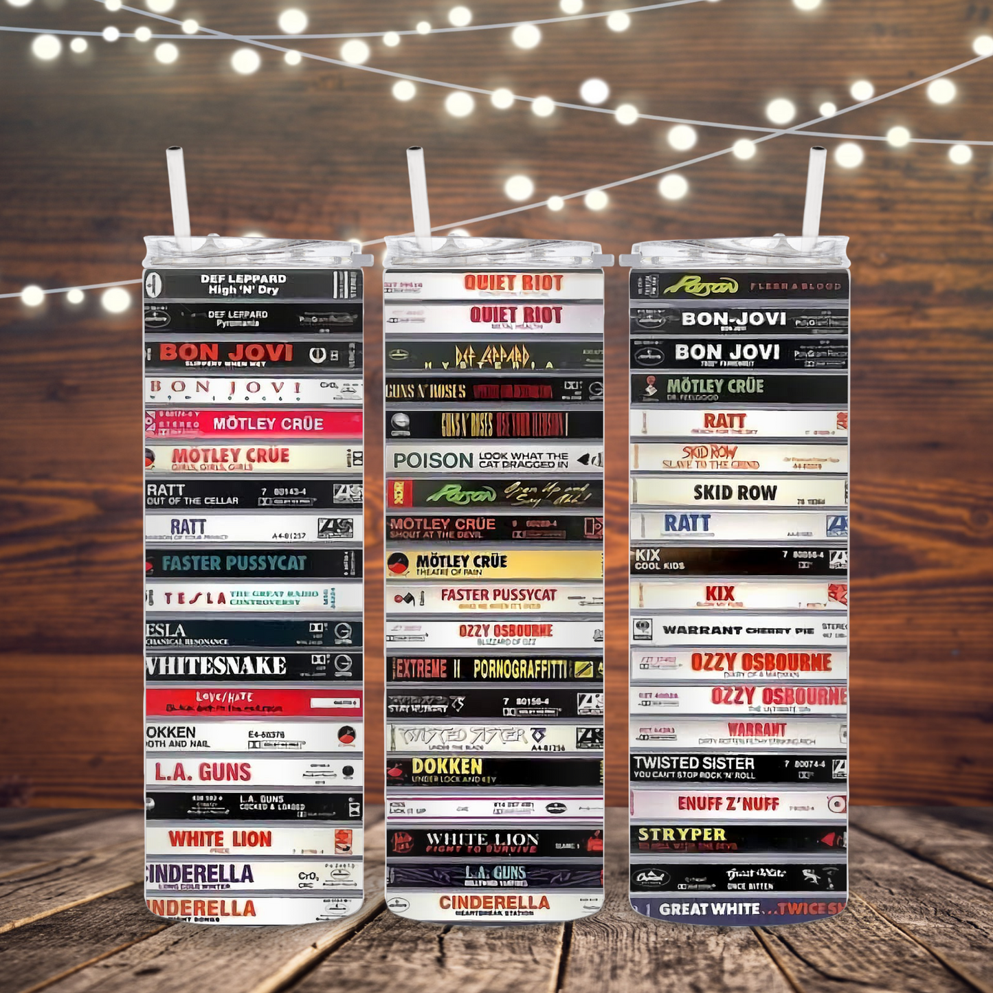 20 oz ...Stainless steel tumbler 80s Rock Cassettes