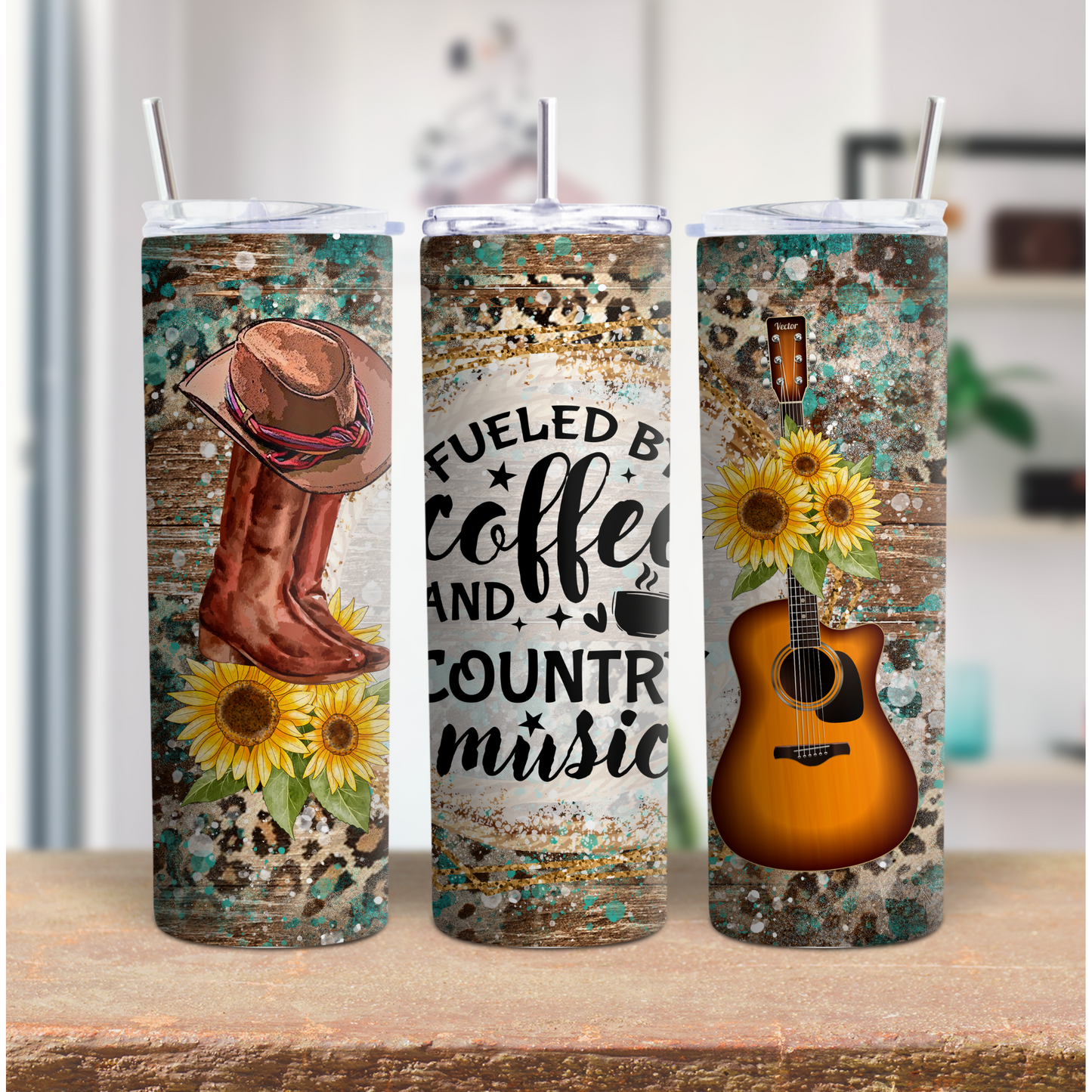 20 oz Fueled by coffee and country music Stainless steel tumbler