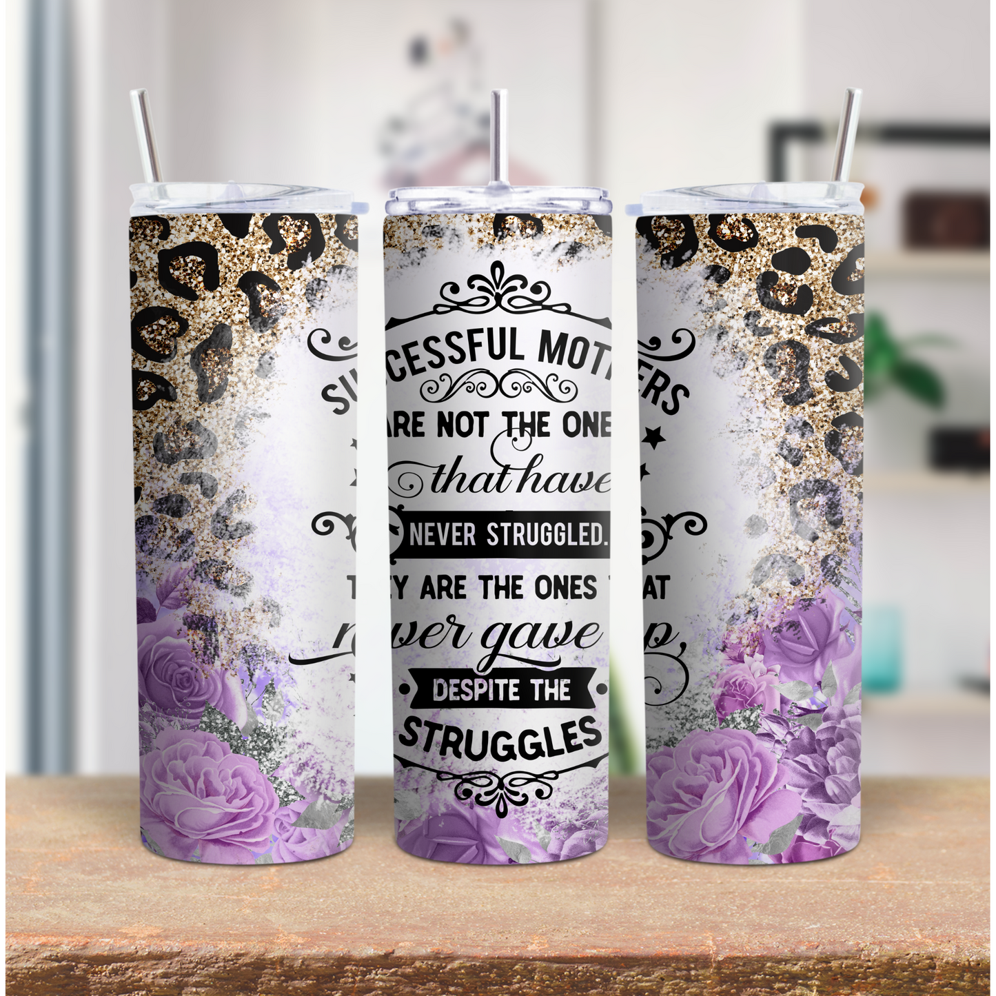 20 oz Stainless steel tumblers Mothers Quote cheetah floral