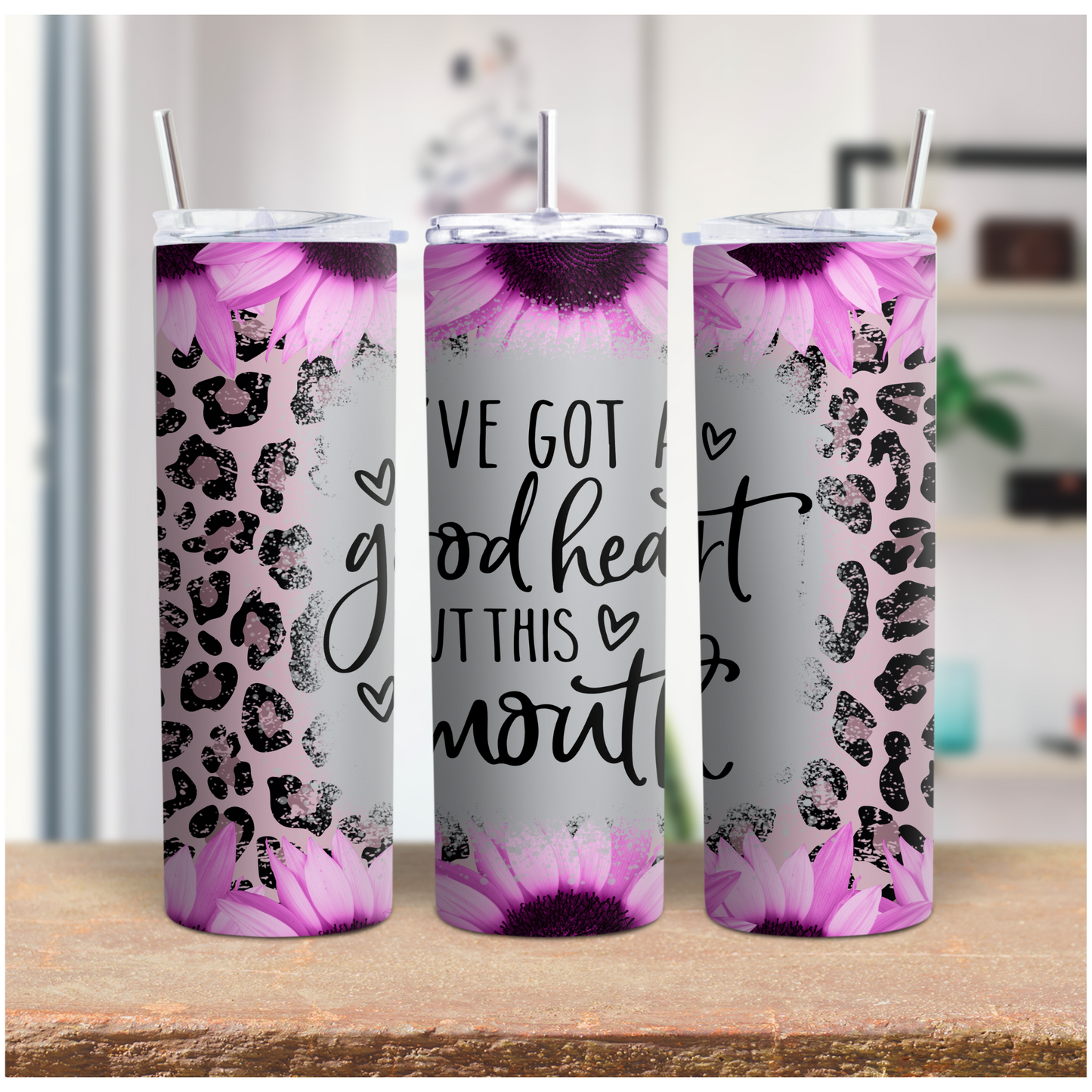20 oz Stainless steel tumbler I've got a good heart but this mouth