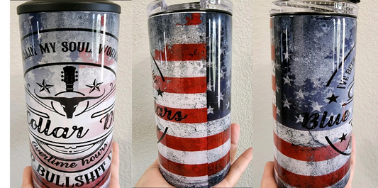 4 in one can cooler Tumbler Blue Collar Dollars.