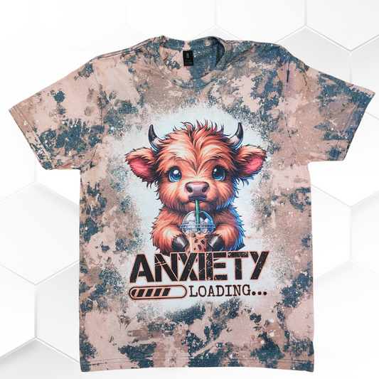 Bleached T-shirt Highland Cow coffee and anxiety
