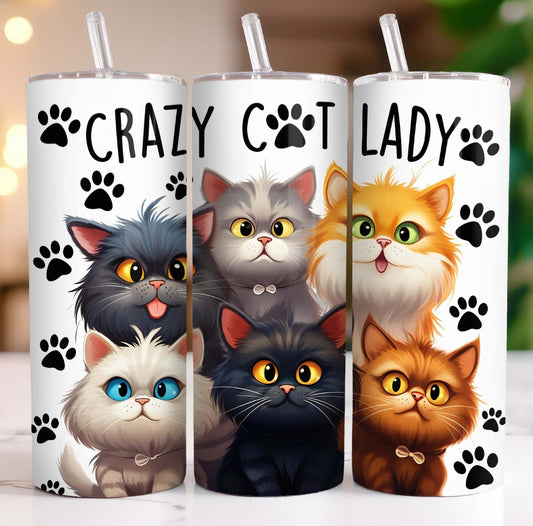 20 oz Crazy Cat Lady Stainless steel tumbler