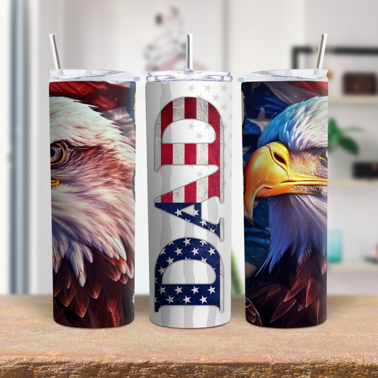 20 oz     Stainless steel tumbler DAD with eagle