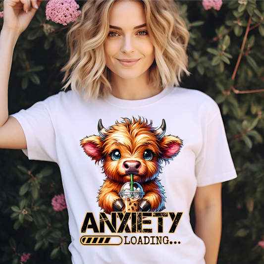 Highland Cow Anxiety Short sleeve sublimation T-shirt