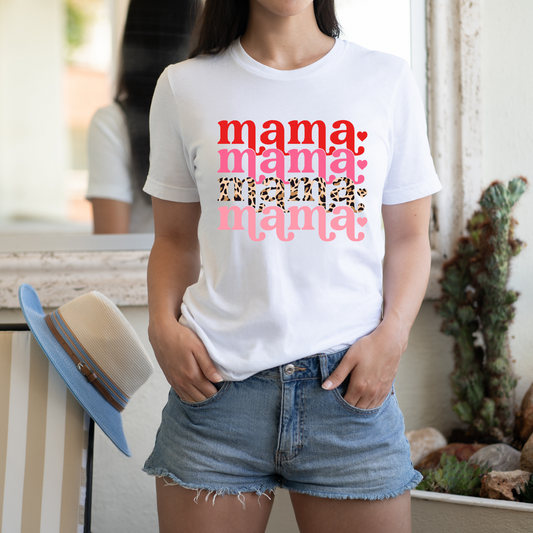 Short sleeve t-shirt Mama pink and cheetah