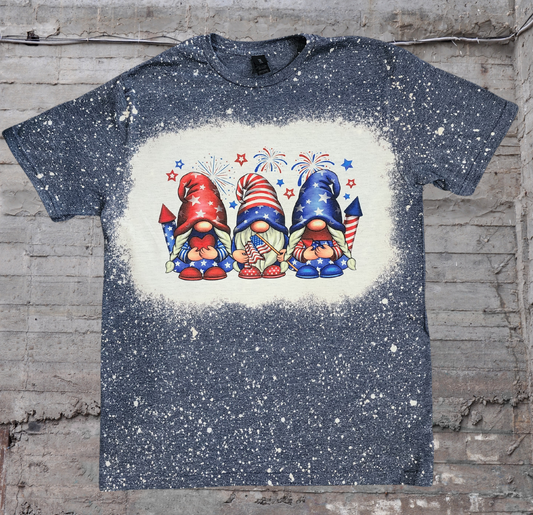 Bleached  T-shirt Gnome Fourth of July