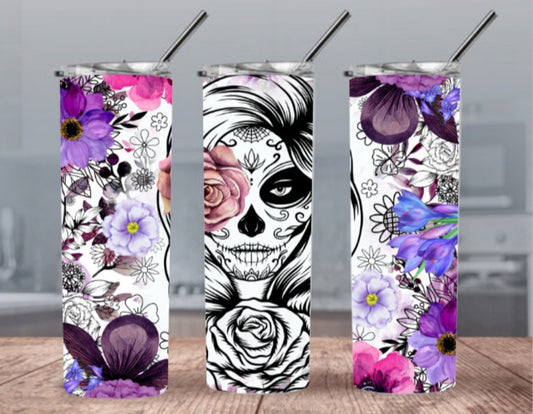 20 oz Skull floral Stainless steel  tumbler